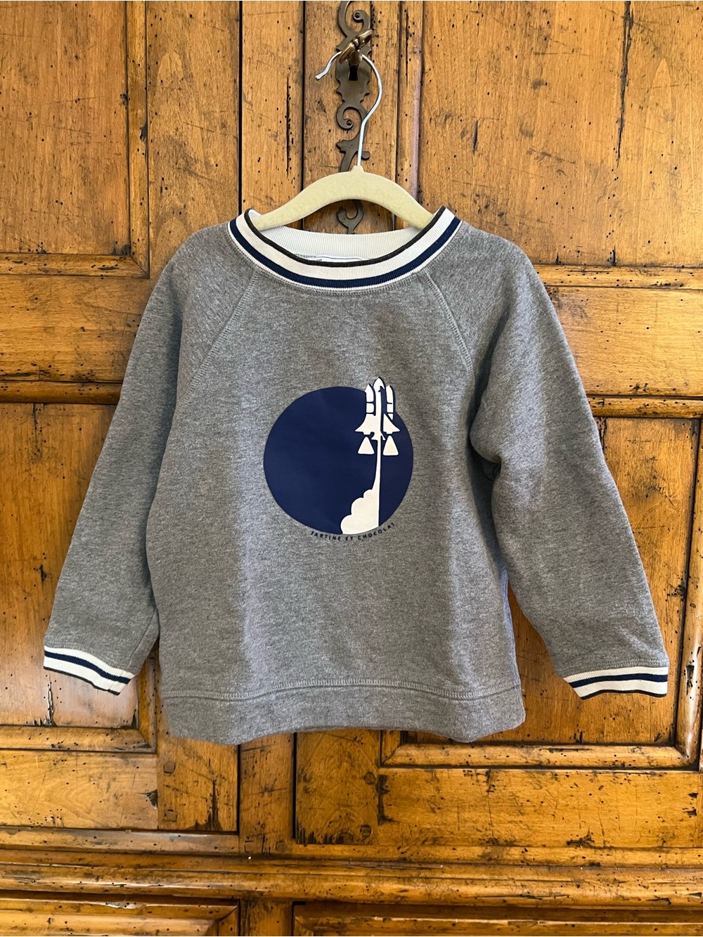 Tartine et Chocolat - Kids Grey Sweatshirt with Navy Rocket Graphic